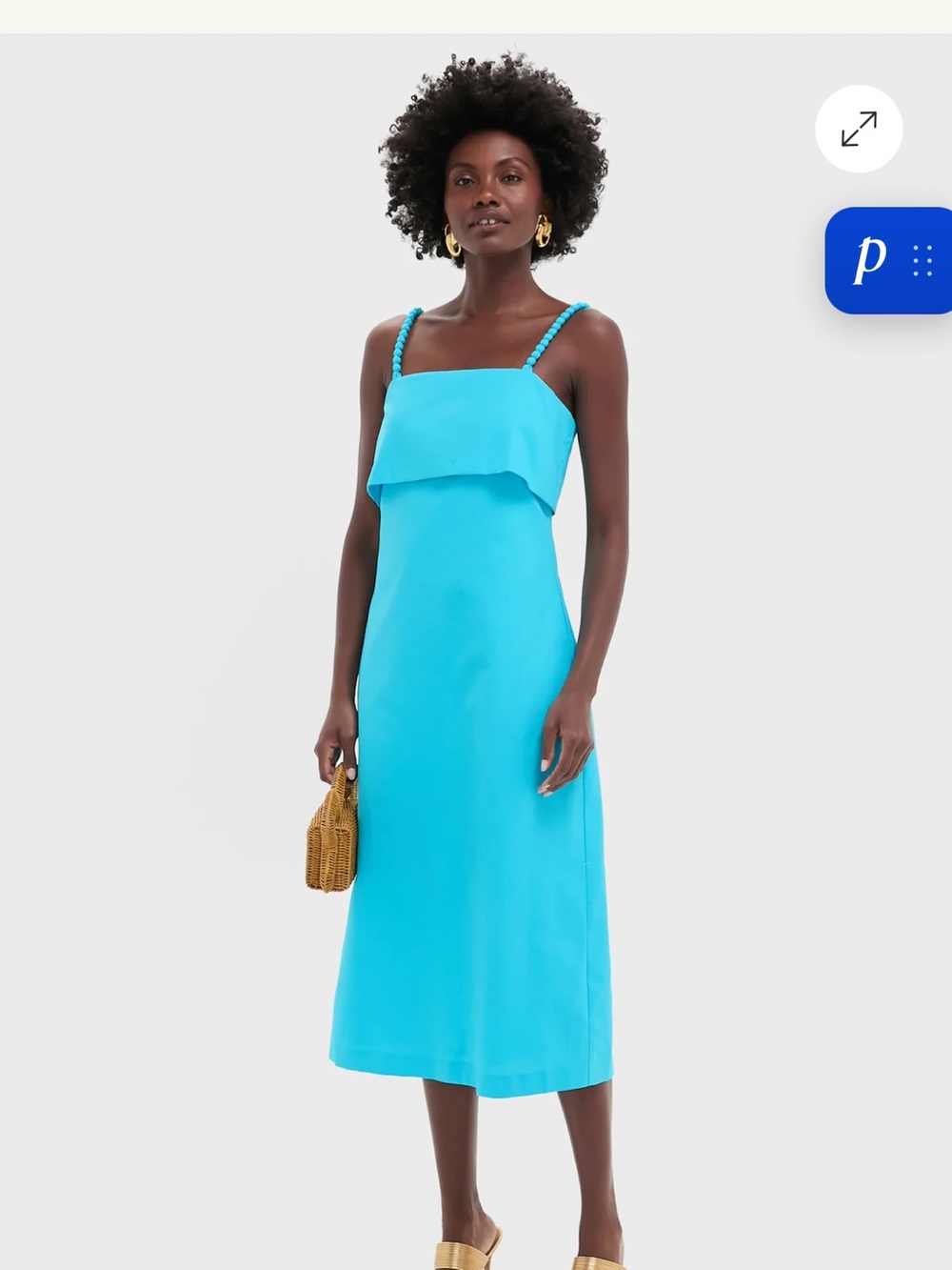 Hill House Turquoise Braided-Strap Midi Dress